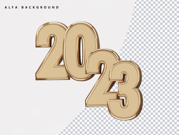 Realistic 3d rendering 2023 new year text effect