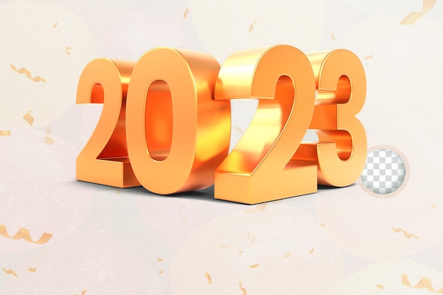 PSD Реалистичный 3d-рендеринг текста 2023 года для празднования нового года концепция 