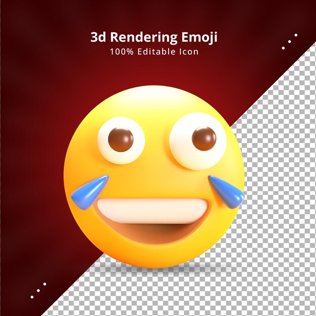 Rendering 3d realistico emoji faccia con lacrime di gioia