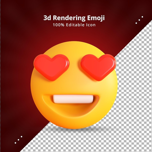 PSD rendering 3d realistico love hearts eyes emoji