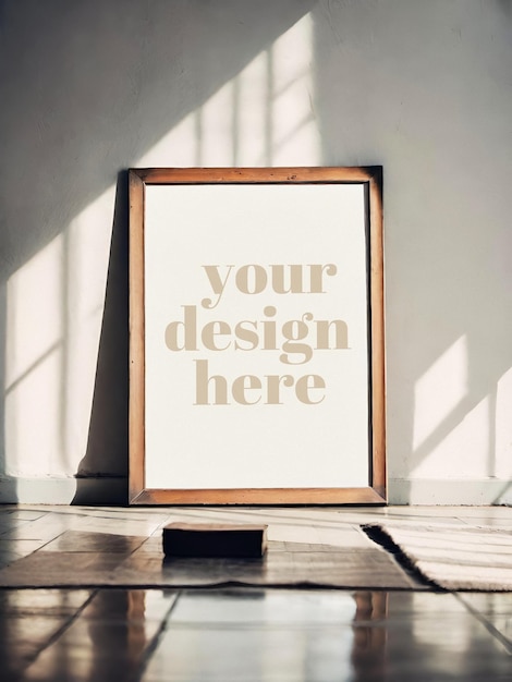 Realistic 3d rendering of a photo frame for presenting framed artwork in a poster mockup