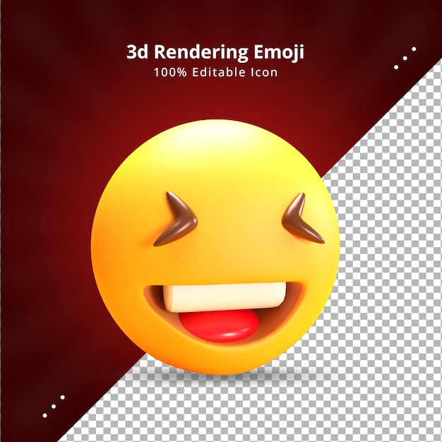 Realistic 3d rendering tongue out reaction emoji