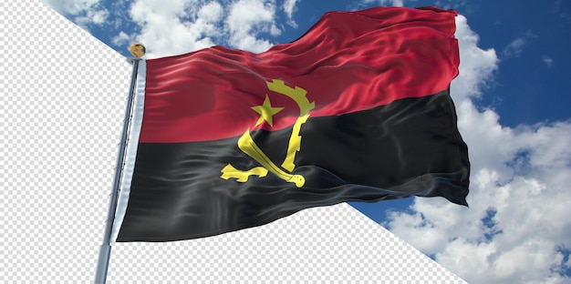 PSD rendering 3d realistico della bandiera dell'angola trasparente