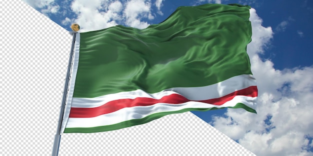 PSD 현실적인 3d 렌더링 체첸 국기 투명