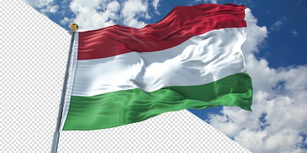 Realistic 3d renders hungary flag transparent