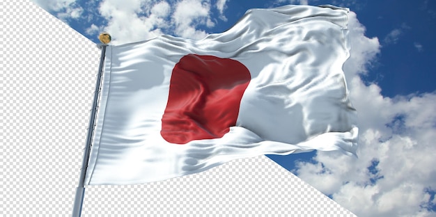 Realistic 3d renders japan flag transparent