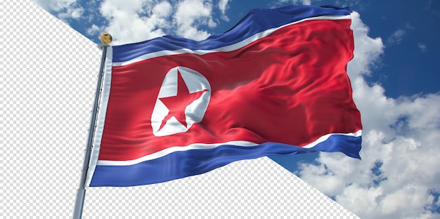 Реалистичная 3D визуализация прозрачного флага Северной Кореи