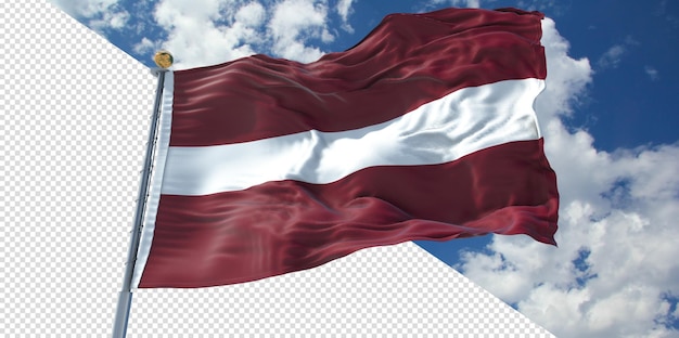 PSD realistic 3d renders latvia flag transparent