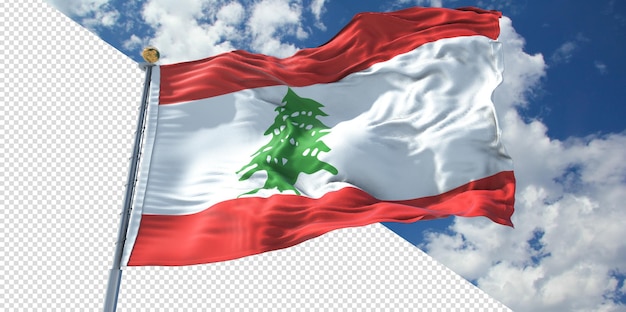 Realistic 3d renders lebanon flag transparent