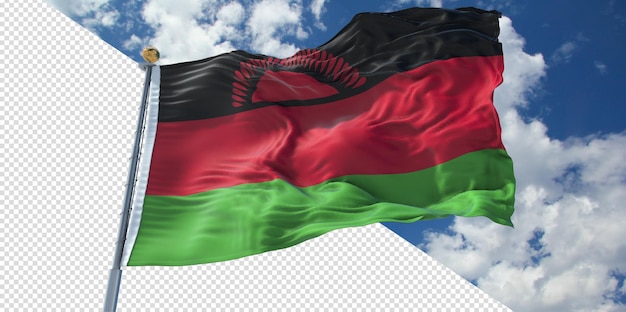 Реалистичные 3d визуализации флага Малави прозрачным
