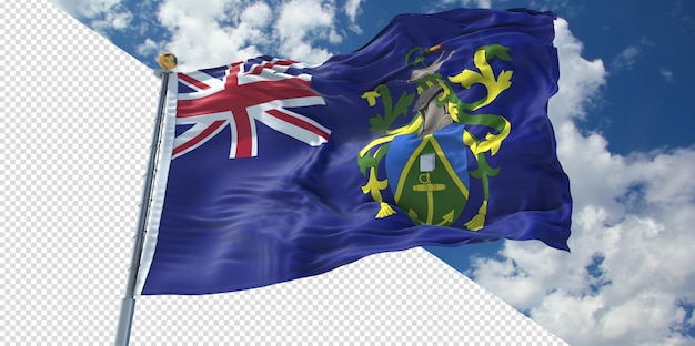 Realistic 3D Renders Pitcairn Island Flag Transparent