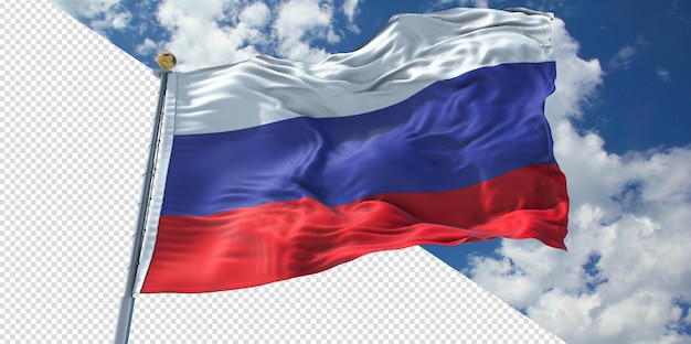 PSD realistic 3d renders russia flag transparent