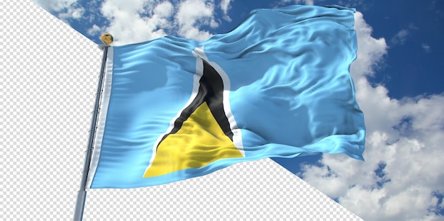 PSD realistic 3d renders saint lucia flag transparent