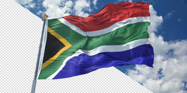 PSD 現実的な 3 d レンダリング南アフリカ共和国の旗を透明に