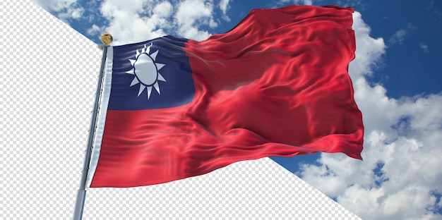 Realistic 3D Renders Taiwan Flag Transparent