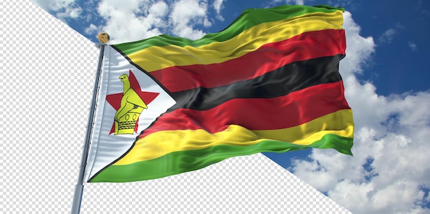 Realistic 3D Renders Zimbabwe Flag Transparent