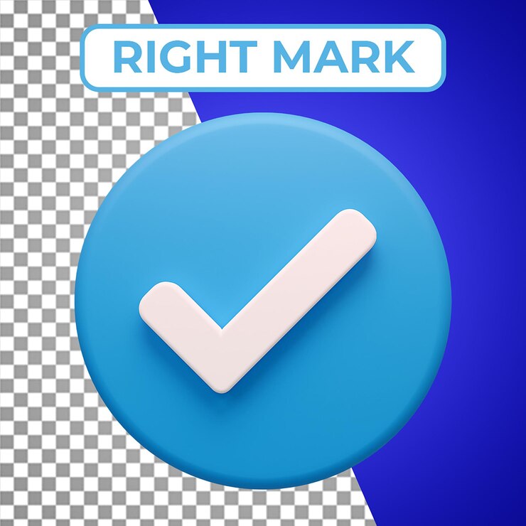 Realistic 3d Right mark or Verified icon