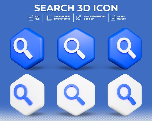 Realistic 3d search symbol isolated 3d icon