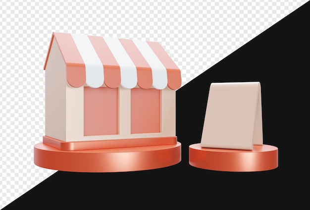 realistic 3d shop store or marketplace isolated