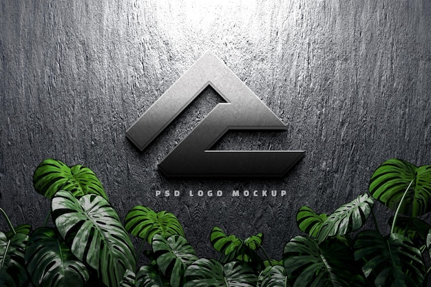 PSD mockup logo argento 3d realistico mockup logo 3d sullo sfondo della parete