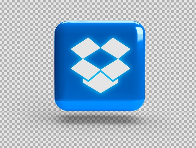 PSD dropbox ロゴが付いたリアルな 3d スクエア