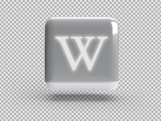 PSD realistic 3d square with wikipedia logo