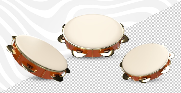 PSD realistic 3d tambourine carnal orange in psd