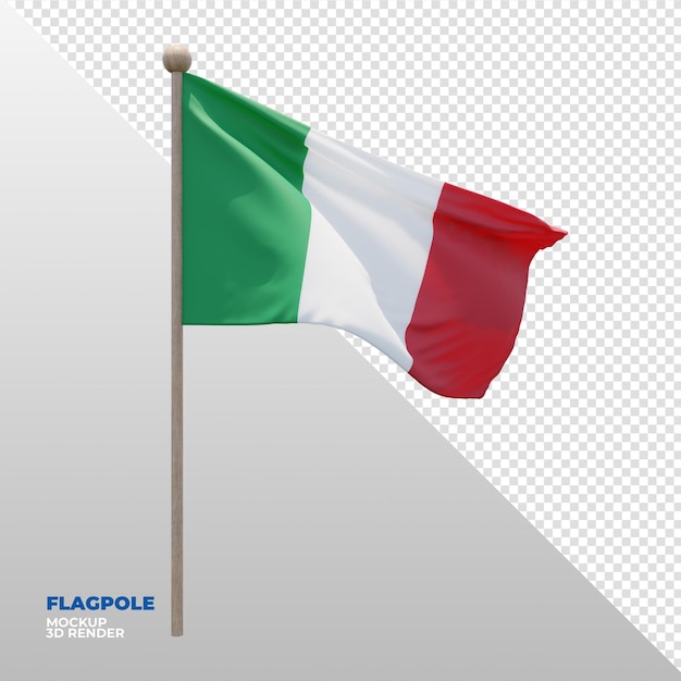 PSD イタリアの現実的な 3 d テクスチャの旗竿の旗