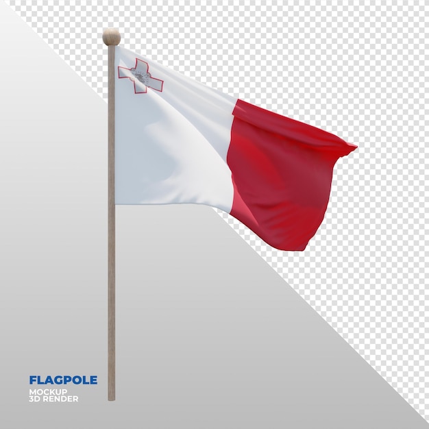 PSD マルタの現実的な 3 d テクスチャの旗竿の旗