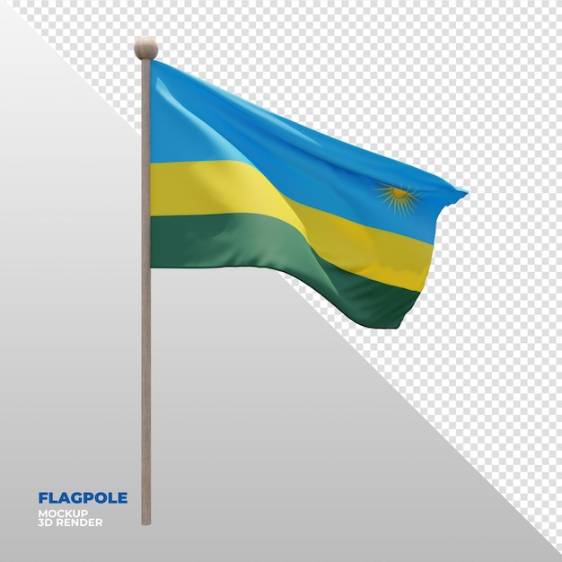 Реалистичный трехмерный текстурированный флагшток руанды
