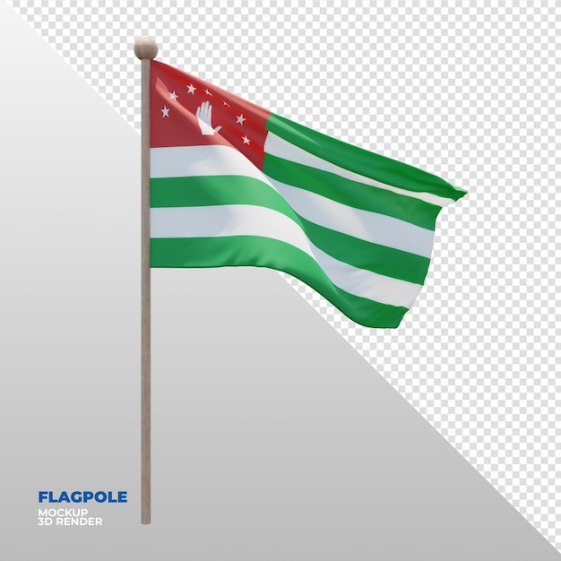 Bandiera dell'asta della bandiera con texture 3d realistica della repubblica dell'abkhazia