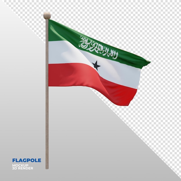 Realistic 3d textured flagpole flag of Somaliland