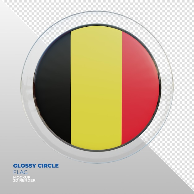 Realistic 3d textured glossy circle flag of belgium