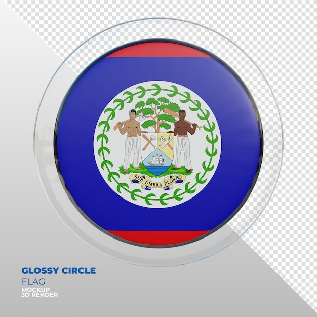 Realistic 3d textured glossy circle flag of Belize