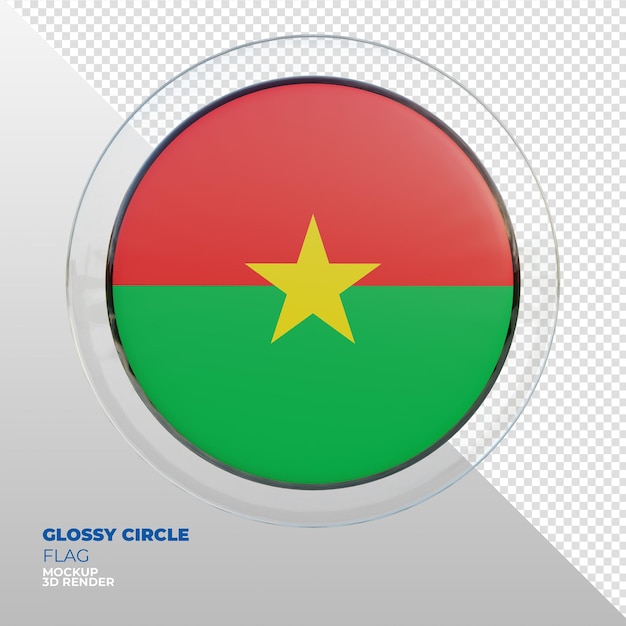 PSD realistic 3d textured glossy circle flag of burkina faso