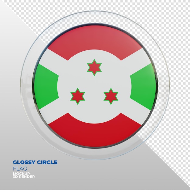 PSD realistic 3d textured glossy circle flag of burundi