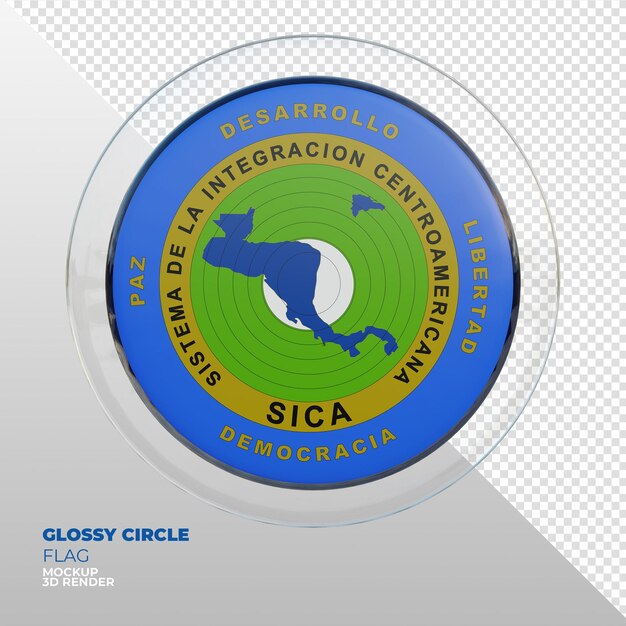 PSD realistic 3d textured glossy circle flag of central american integration system