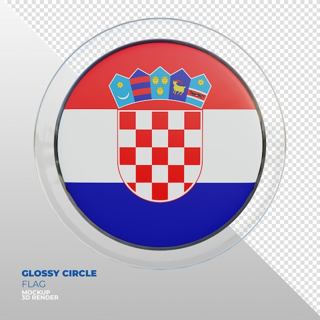 PSD realistic 3d textured glossy circle flag of croatia