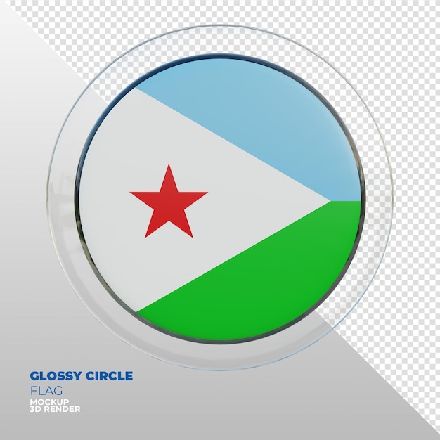 Realistic 3d textured glossy circle flag of djibouti