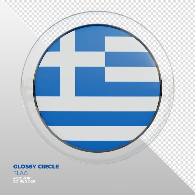 PSD realistic 3d textured glossy circle flag of greece