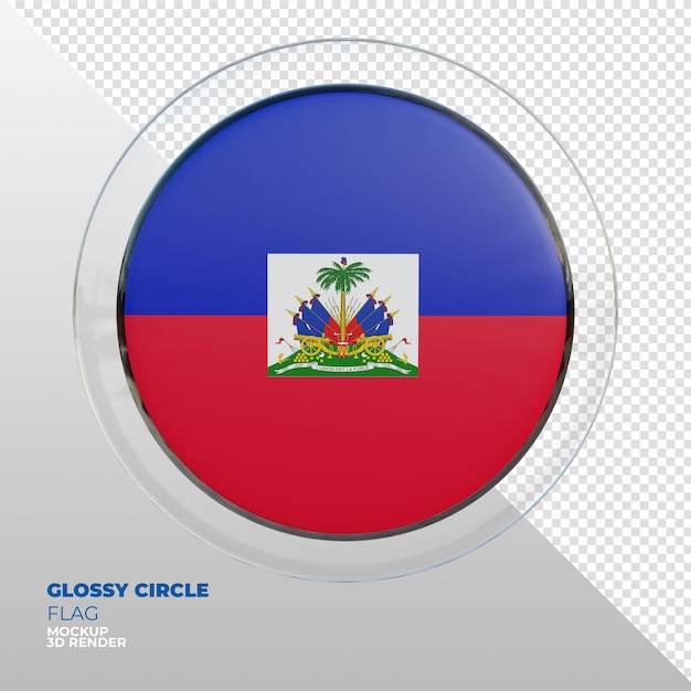 Realistic 3d textured glossy circle flag of haiti