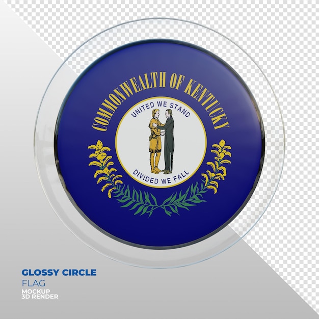 PSD bandiera del cerchio lucido strutturata 3d realistica del kentucky