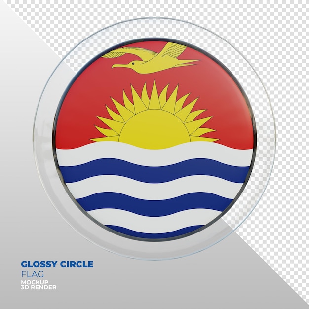 Realistic 3d textured glossy circle flag of kiribati