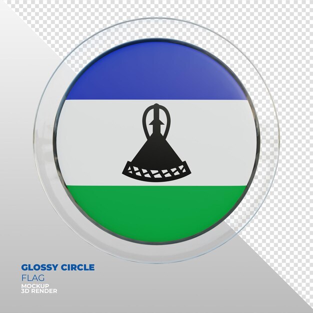 Realistic 3d textured glossy circle flag of lesotho