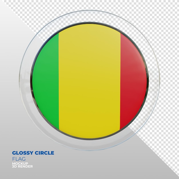 PSD realistic 3d textured glossy circle flag of mali