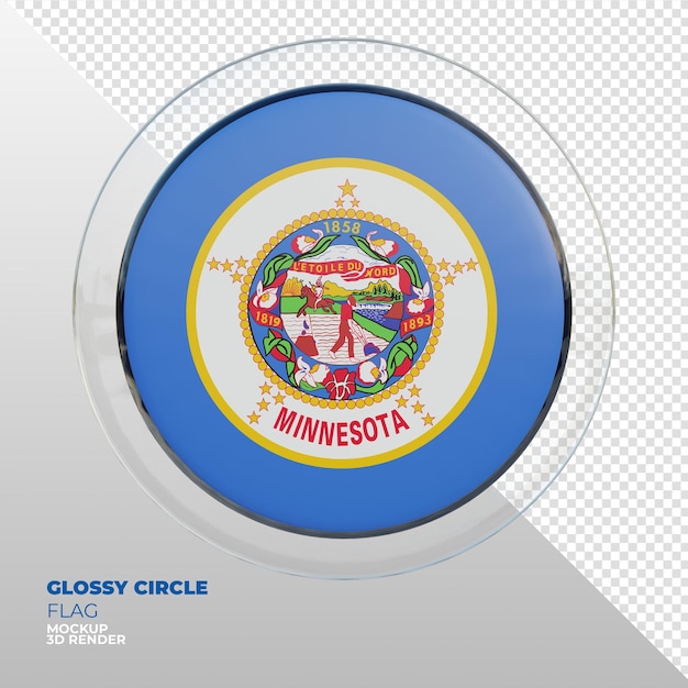 Realistic 3d textured glossy circle flag of Minnesota