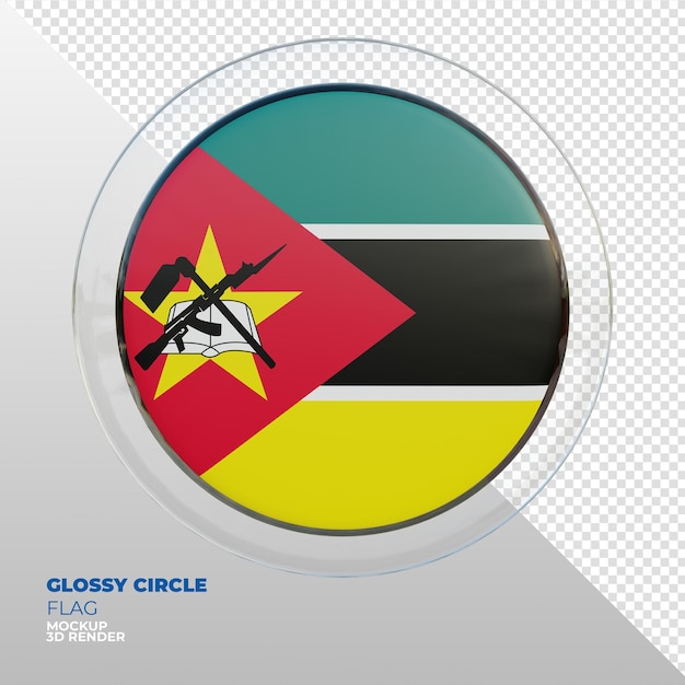 PSD realistic 3d textured glossy circle flag of mozambique