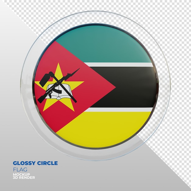 realistic 3d textured glossy circle flag of mozambique