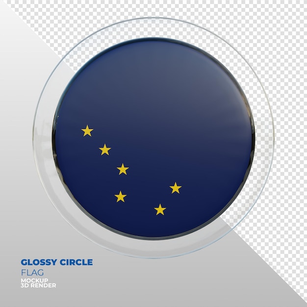 PSD Реалистичный трехмерный текстурированный глянцевый флаг аляски