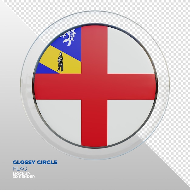 realistic 3d textured glossy circle flag of herm
